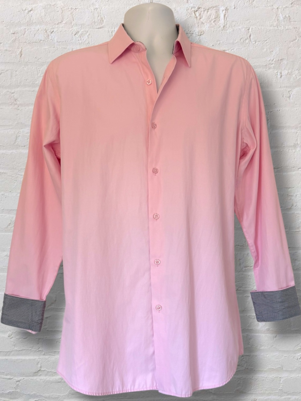 Vitarelli Italy Men’s 16 34/35 Pink Slim Fit Dress Shirt Contrast Cuffs